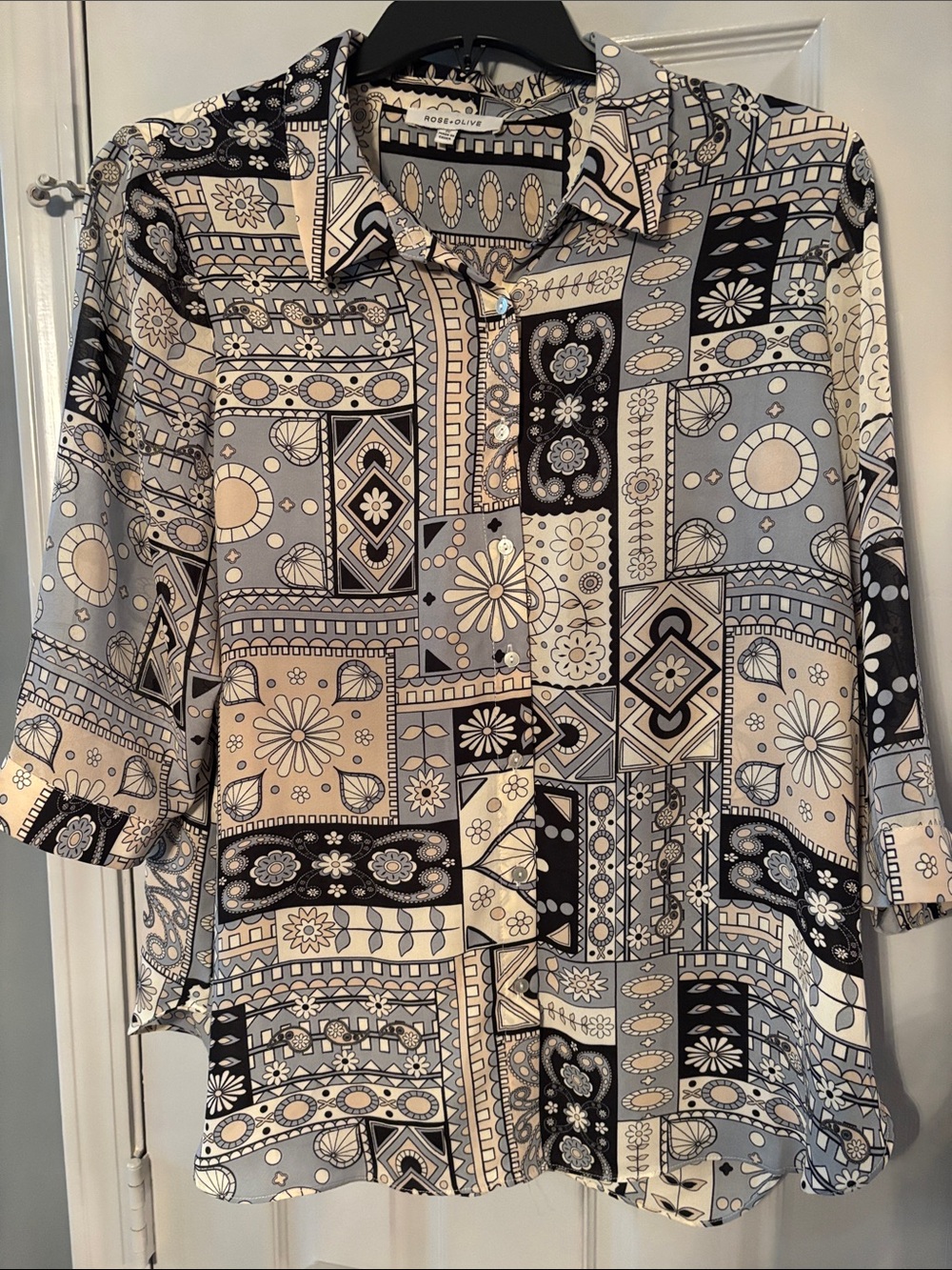 Rose+Olive Patchwork Button Down Shirt